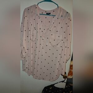 Torrid Pink and Black Polka Dot Blouse